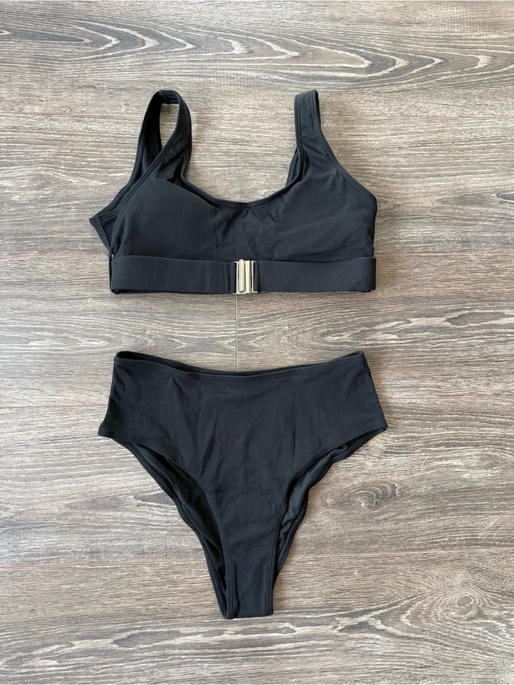 Black High-Waist Bikini with Clasp